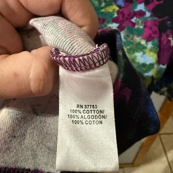 Rafaella 3/4 Sleeve Top Size Petite Large Multi Color - Picture 6 of 6